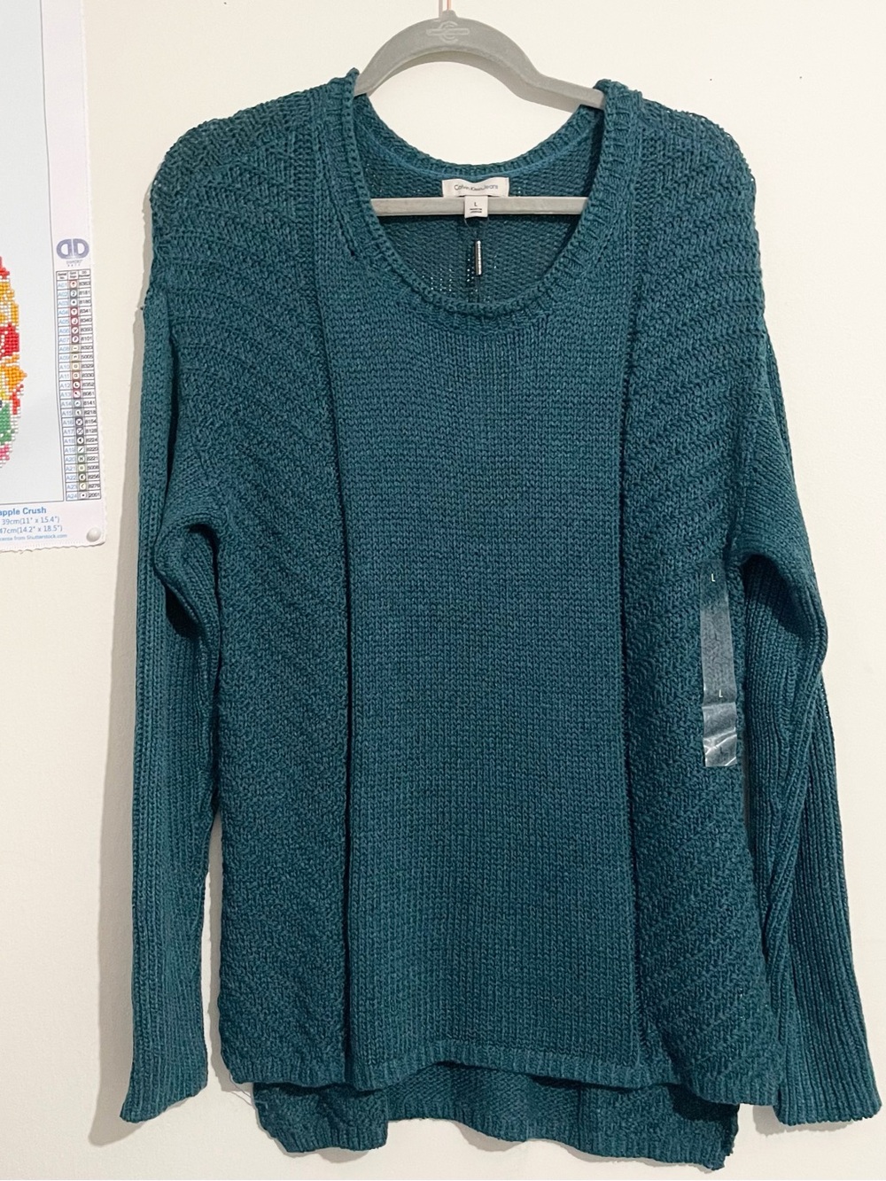 Calvin Klein Jeans Teal Textured Crewneck Sweater Size Large
